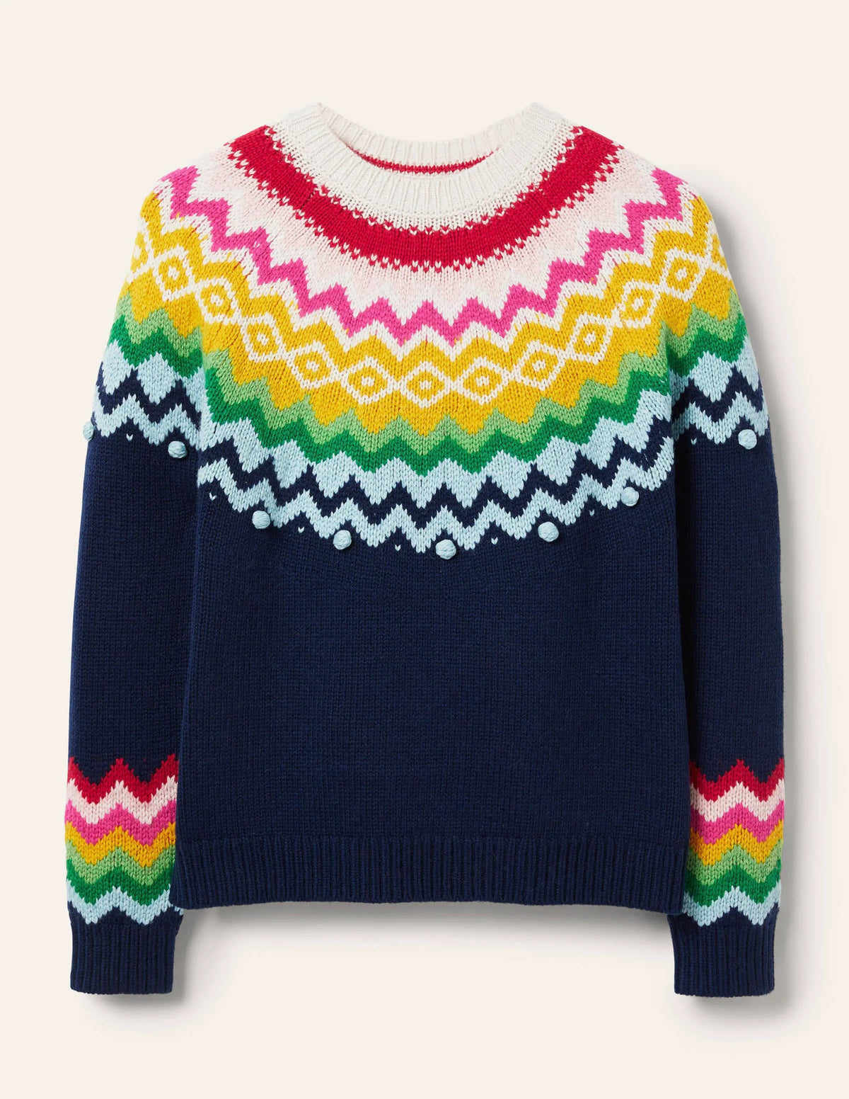 Relaxed Fair Isle Sweater-Starboard Blue