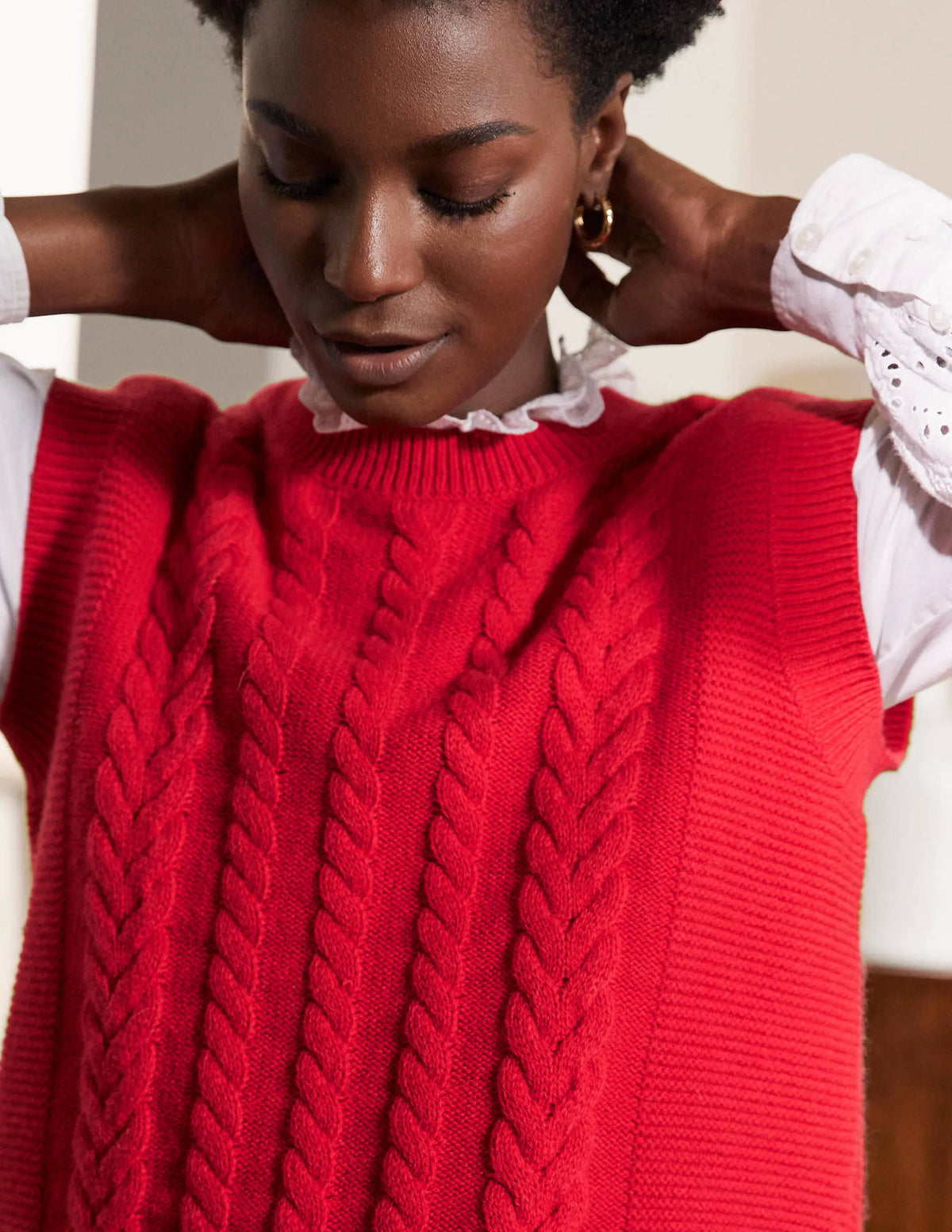 Reena Sweater Vest-Bright Red