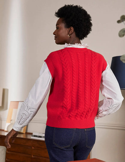 Reena Sweater Vest-Bright Red
