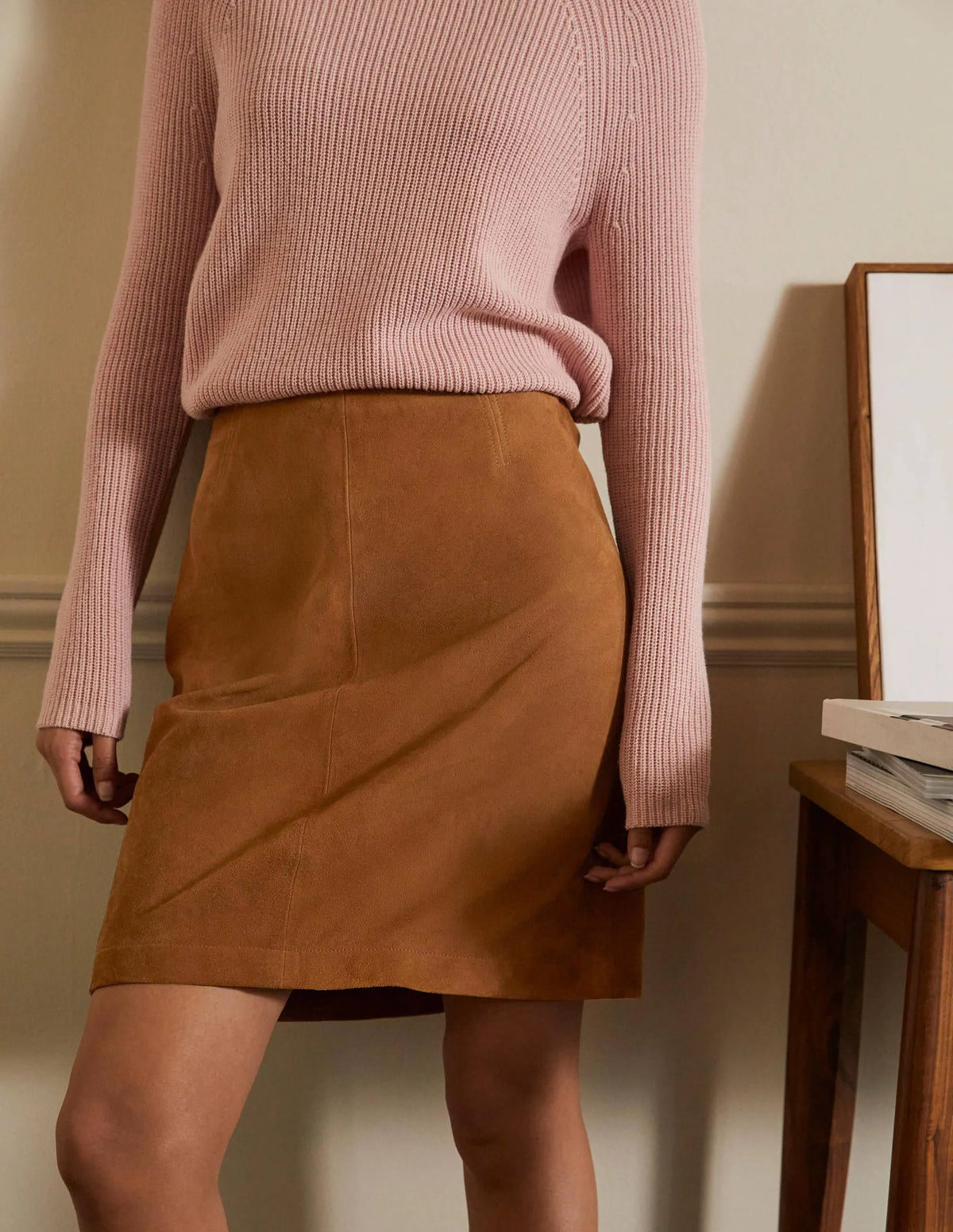 Lilian Suede Mini Skirt-Camel