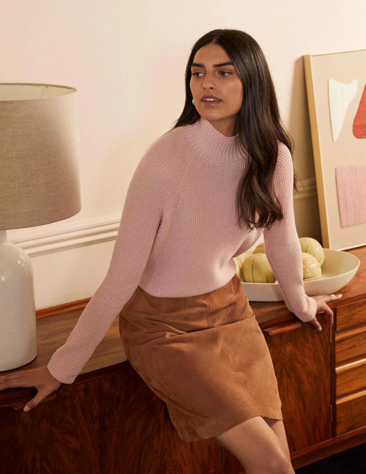 Lilian Suede Mini Skirt-Camel