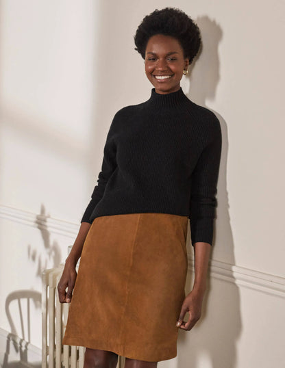 Lilian Suede Mini Skirt-Camel