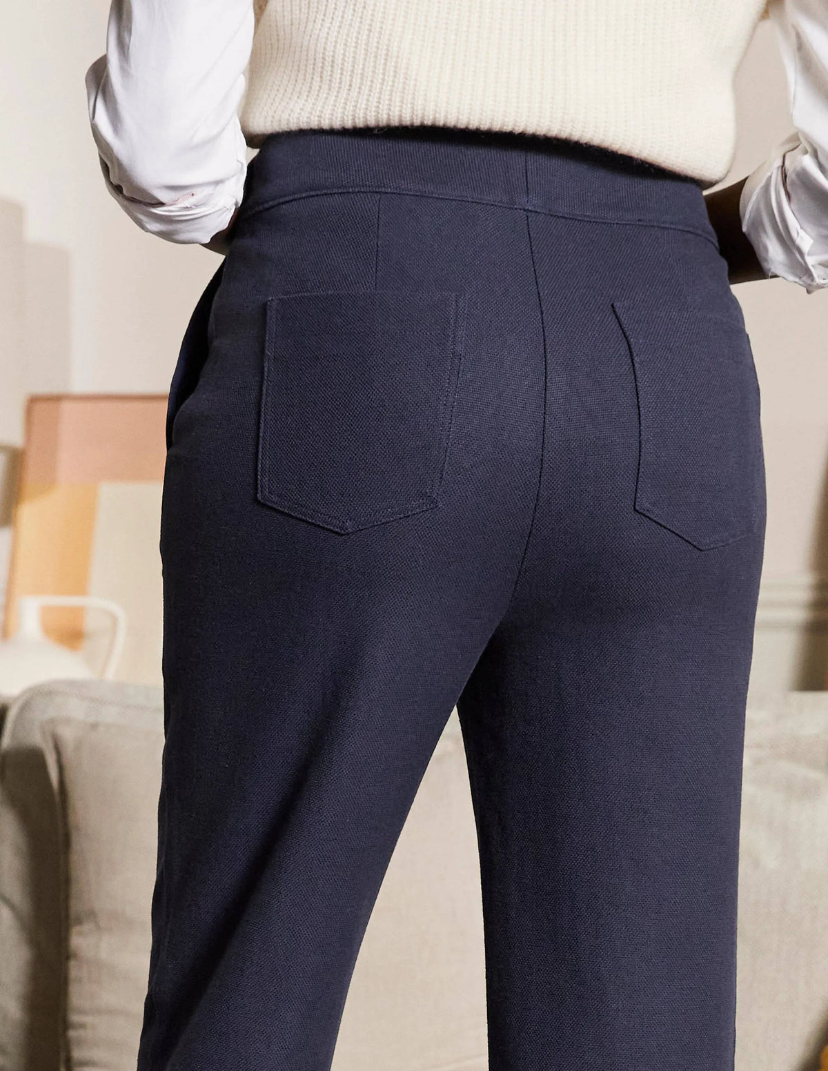 Tab Detail Pants-Navy
