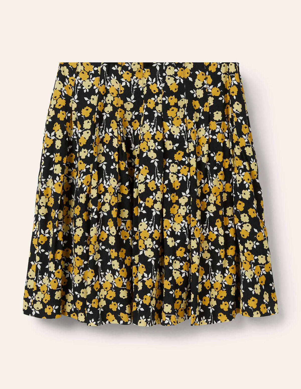 Victoria Pleated Skirt-Black, Abstract Sprig