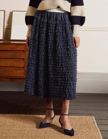 Tulle Midi Skirt-Navy