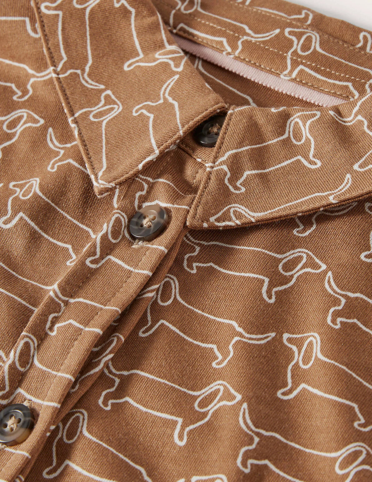 Relaxed Jersey Shirt-Camel/ Ivory Dachshund