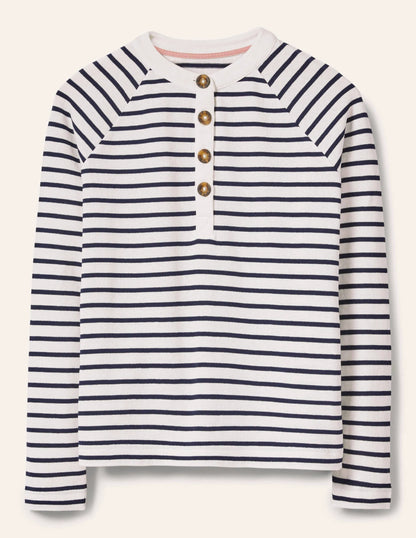 Mariner Henley Top-Ivory/Navy