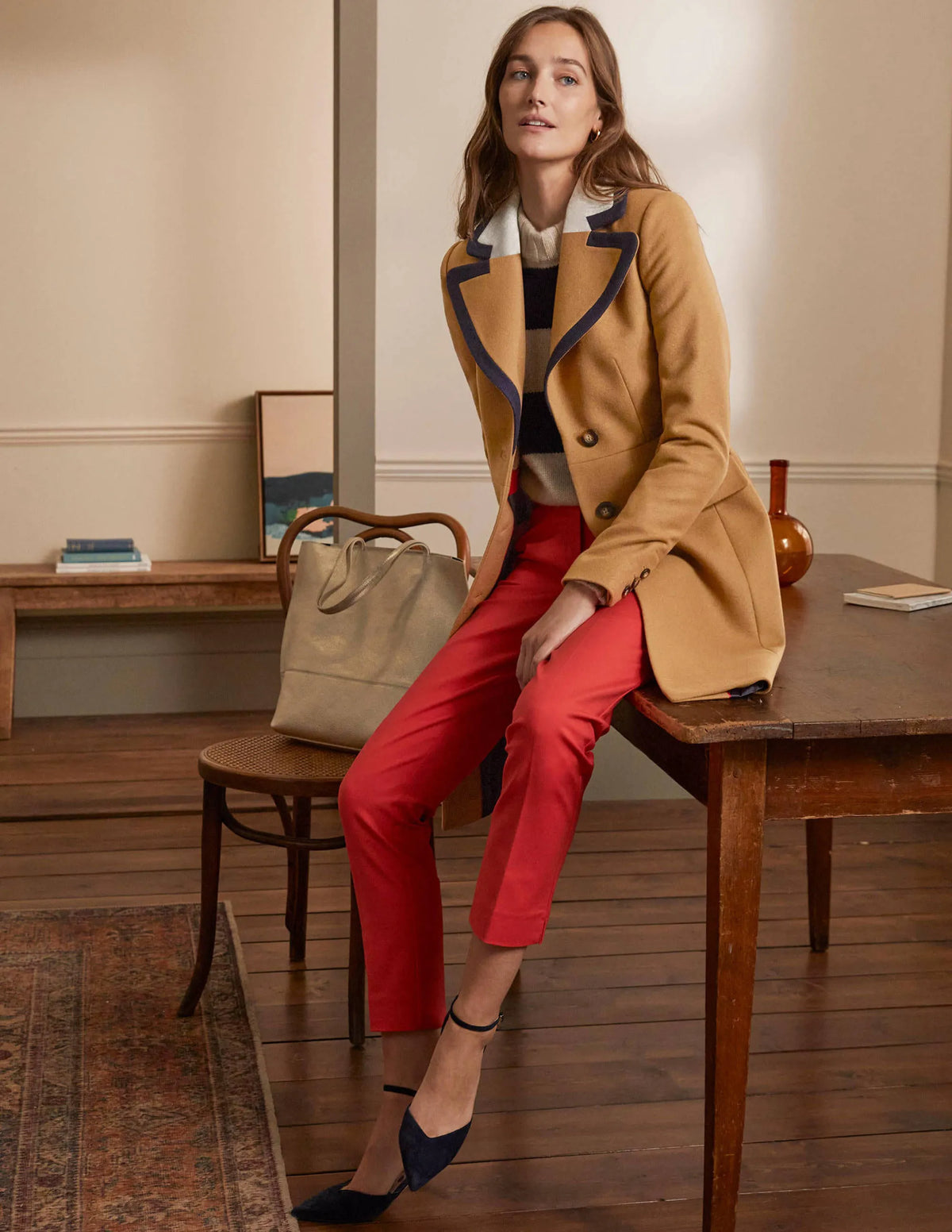 Wool Blend Tailored Coat-Ground Ginger