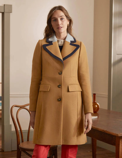 Wool Blend Tailored Coat-Ground Ginger