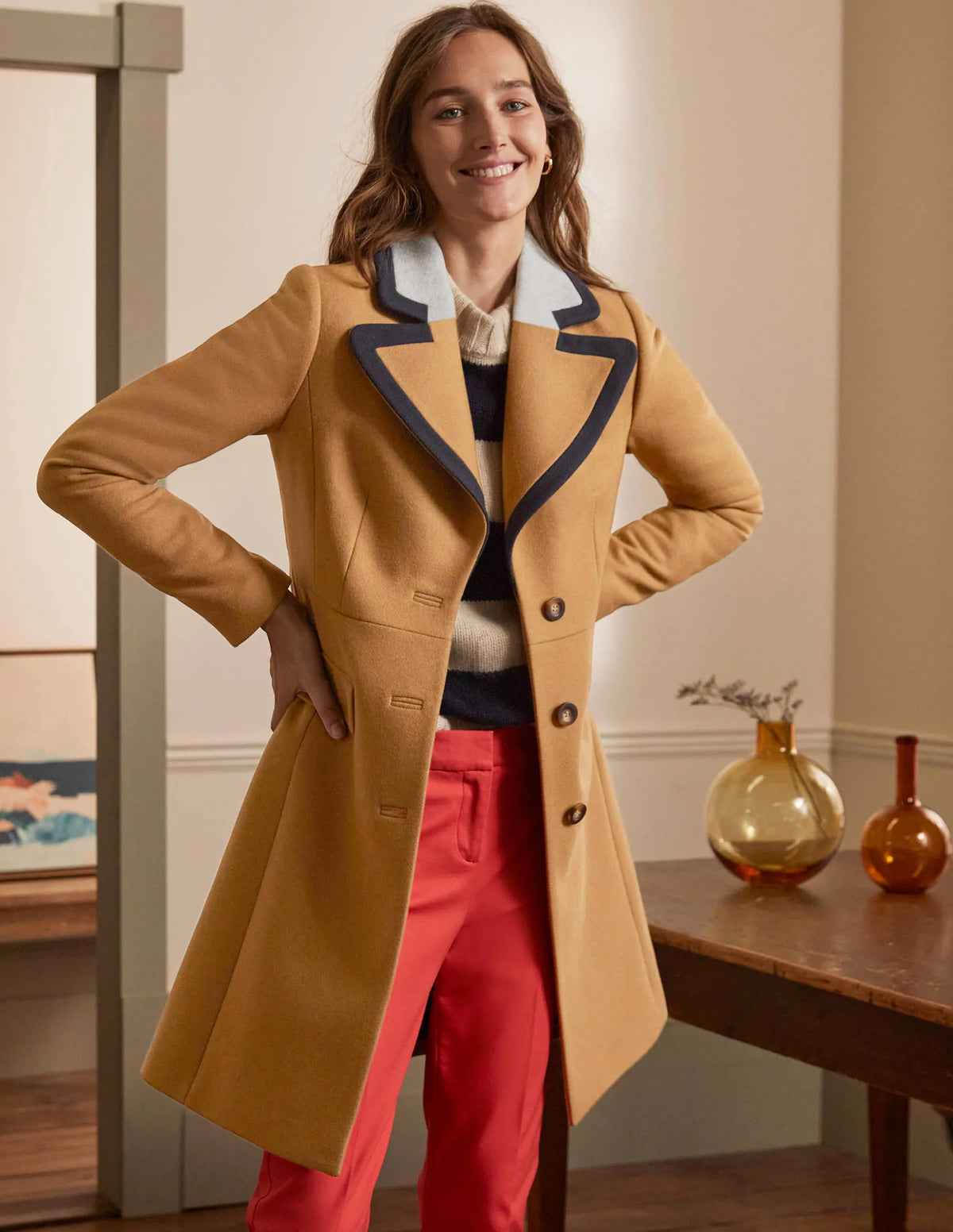 Wool Blend Tailored Coat-Ground Ginger