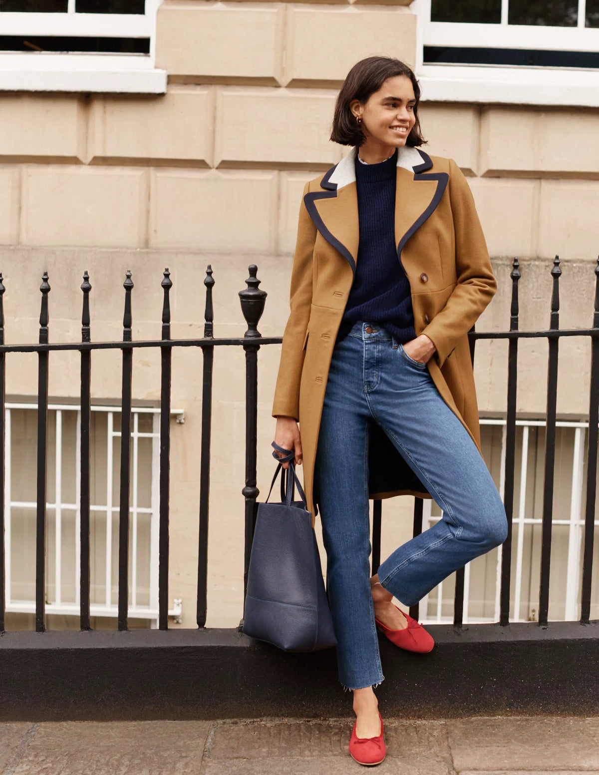 Wool Blend Tailored Coat-Ground Ginger
