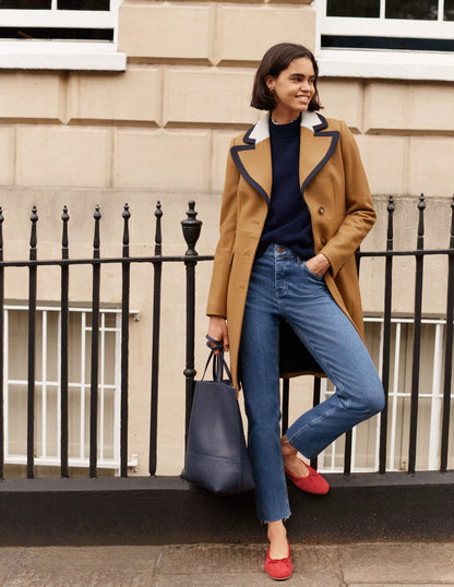 Wool Blend Tailored Coat-Ground Ginger