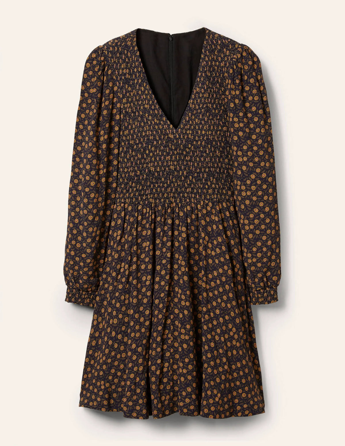 V-Neck Smocked Dress-Gold Rush, Rambling Ditsy