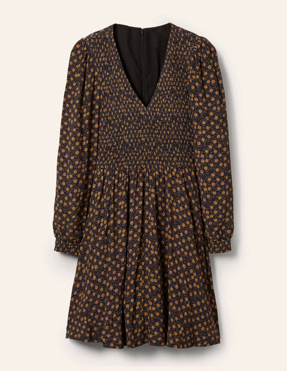 V-Neck Smocked Dress-Gold Rush, Rambling Ditsy