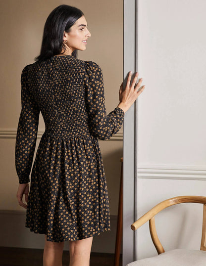 V-Neck Smocked Dress-Gold Rush, Rambling Ditsy