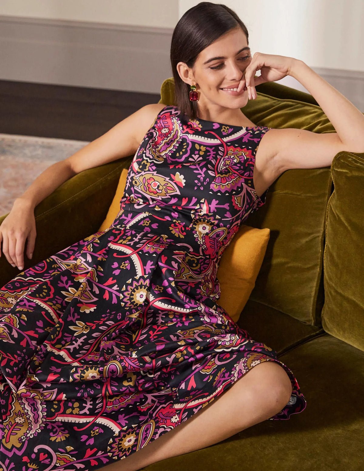 Scoop Back Fit and Flare Dress-Black, Fantastical