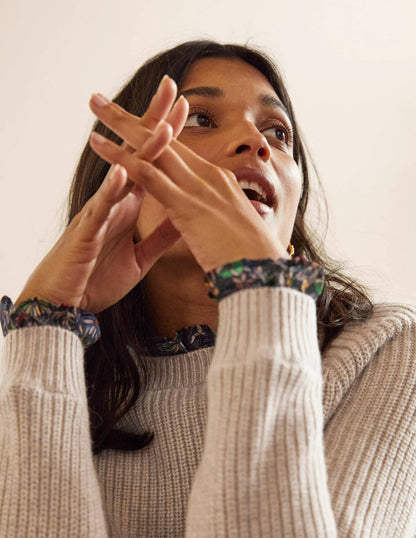 Relaxed Woven Mix Sweater-Chinchilla Melange