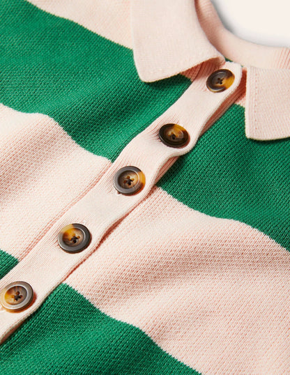 Striped Knitted Rugby Sweater-Milkshake and Irish Green