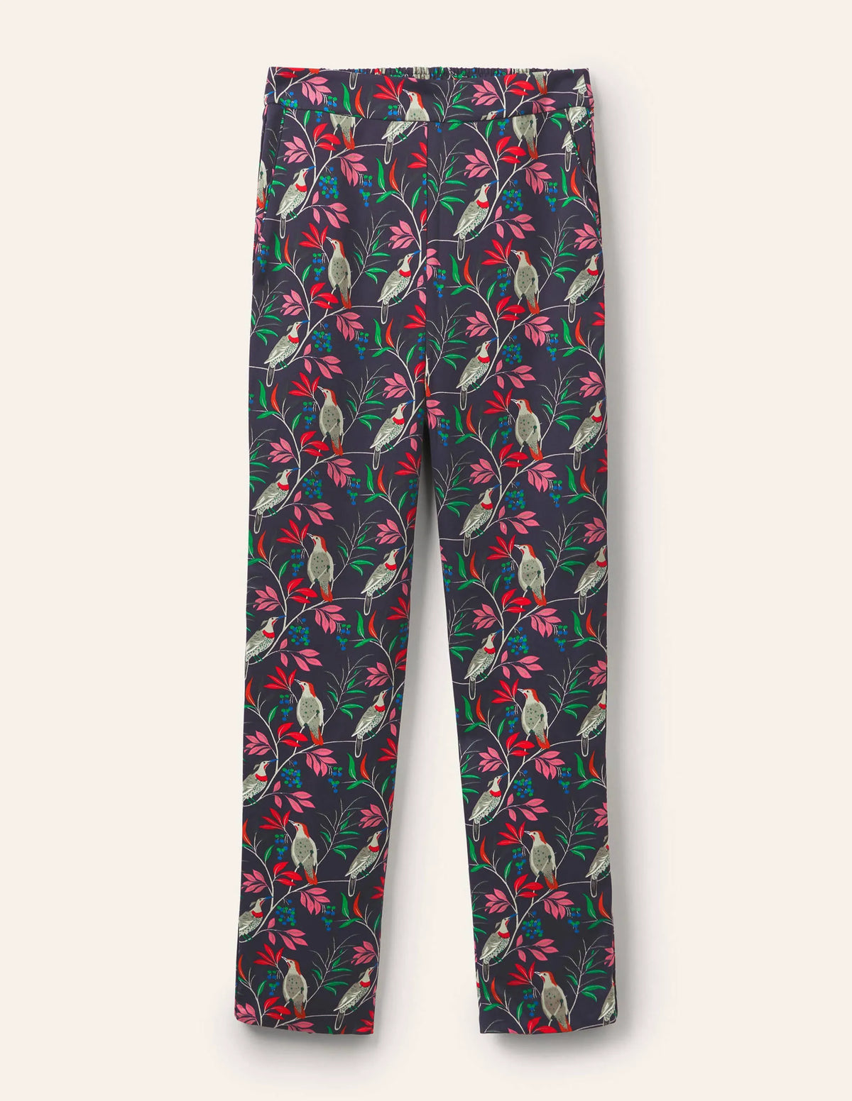 Ludlow Satin Pants-French Navy, Berry Bird