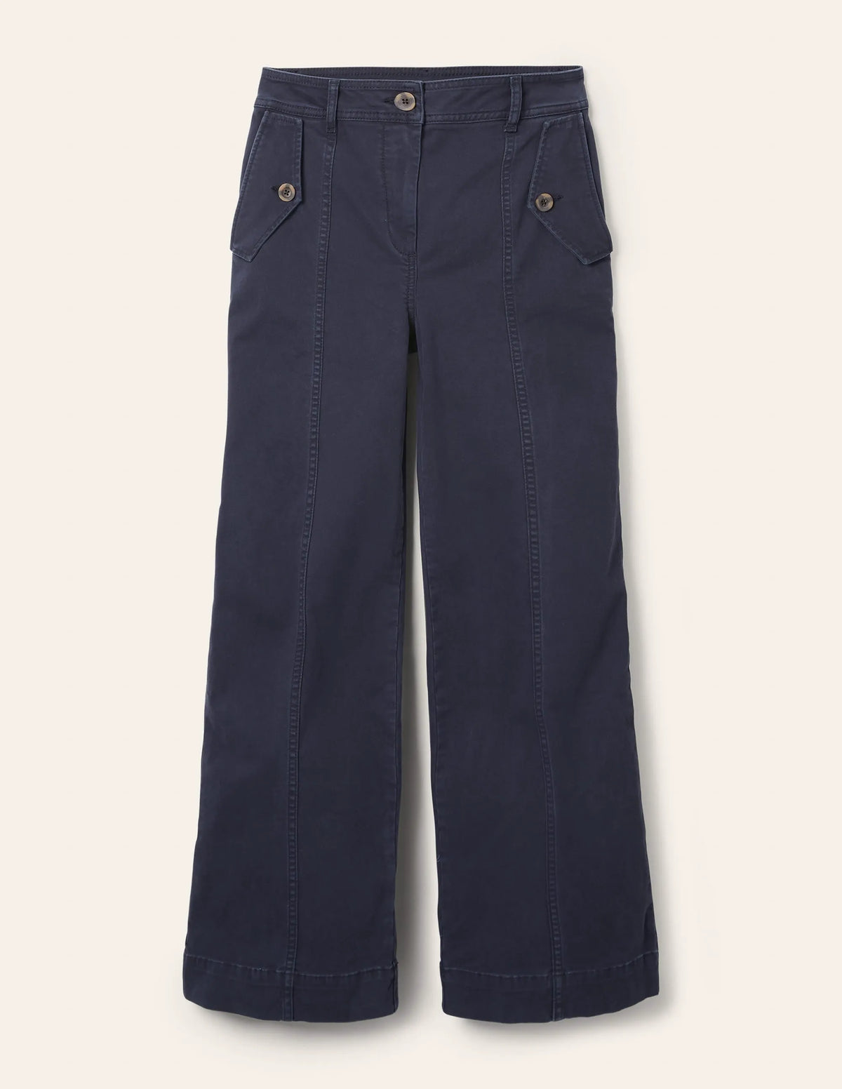 Wide Leg Chino Pants-Navy