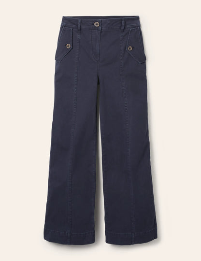 Wide Leg Chino Pants-Navy