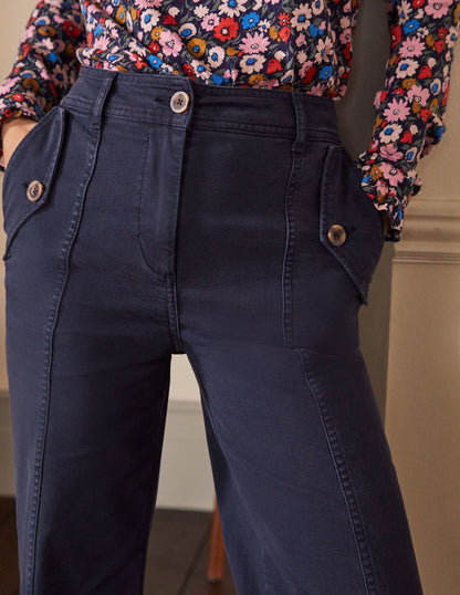 Wide Leg Chino Pants-Navy