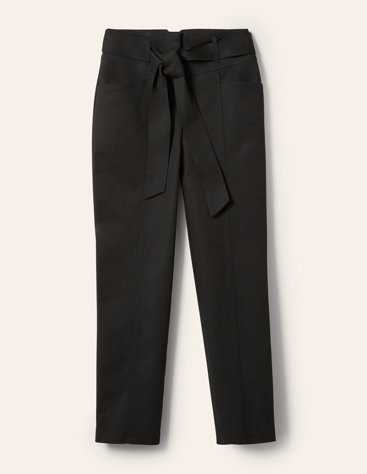 Tailored Tie Waist Pants-Black