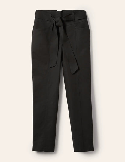 Tailored Tie Waist Pants-Black