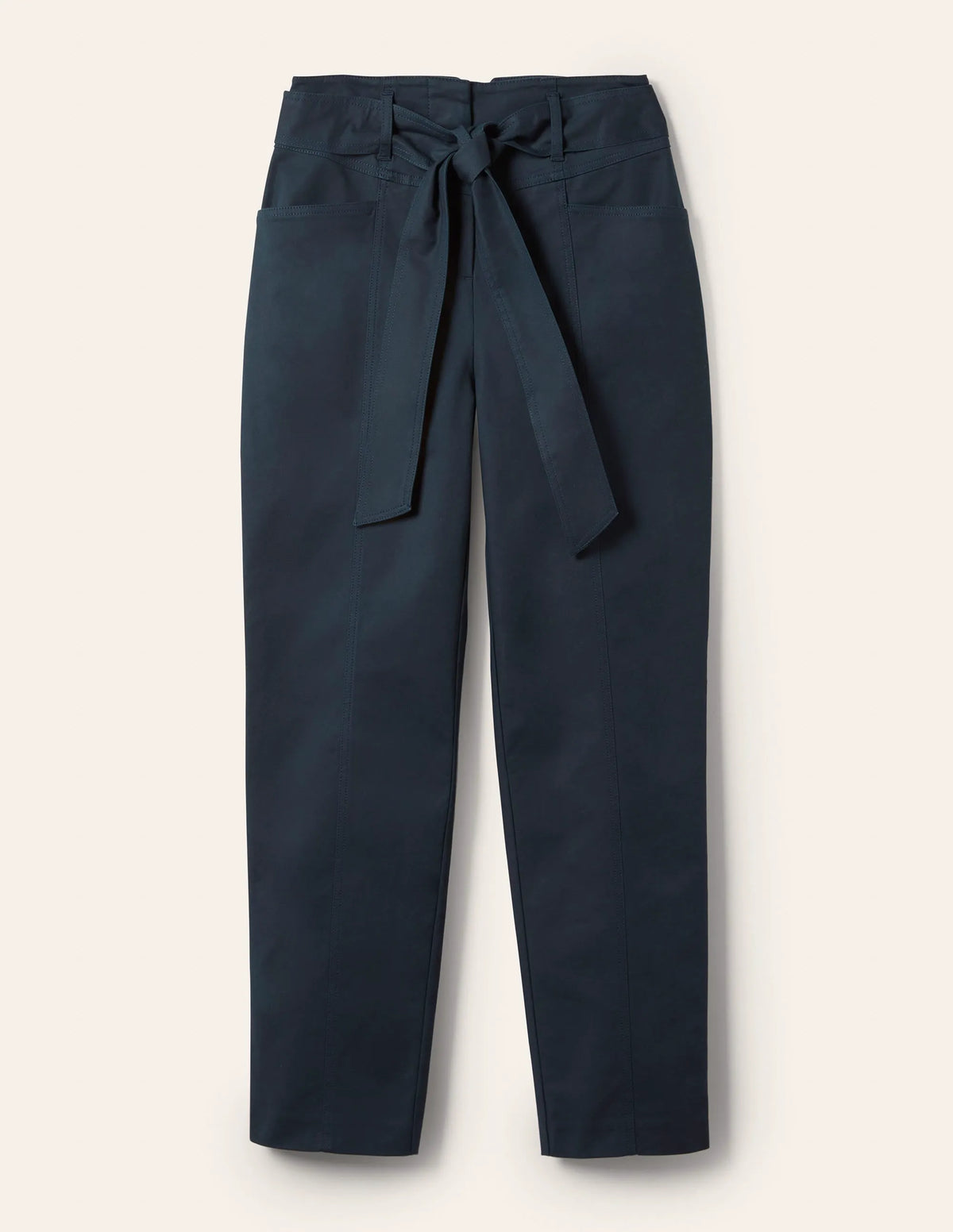 Tailored Tie Waist Pants-Navy