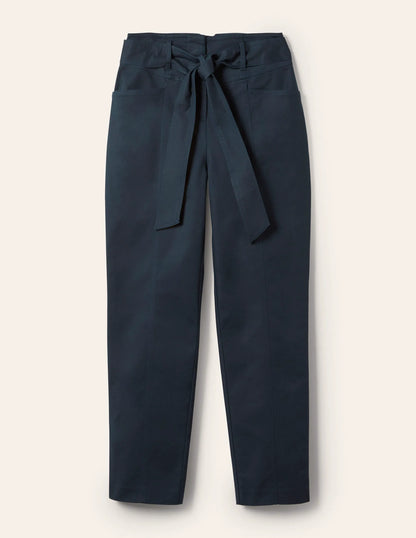 Tailored Tie Waist Pants-Navy