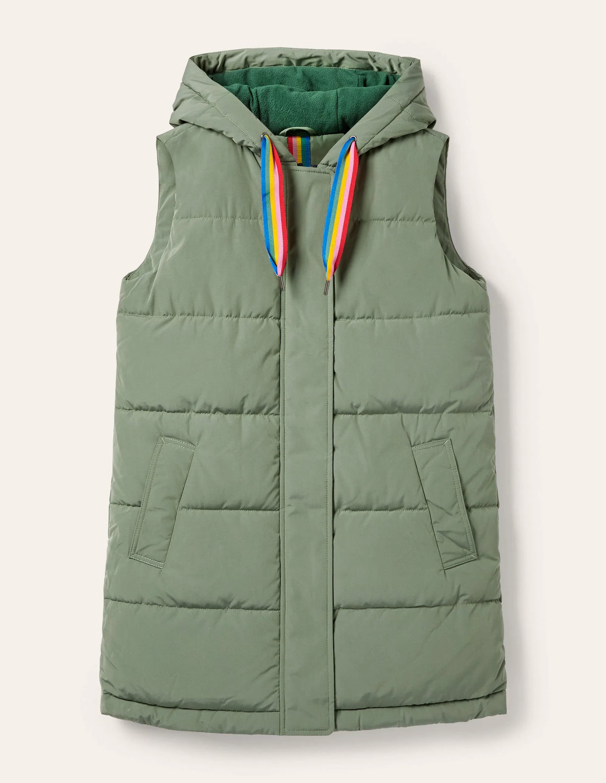 Long Puffer Vest-Alder/Milkshake