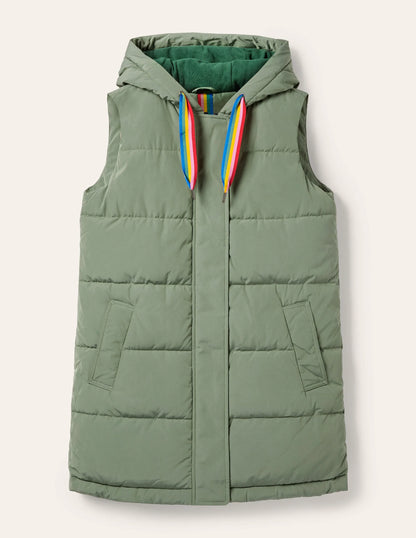 Long Puffer Vest-Alder/Milkshake