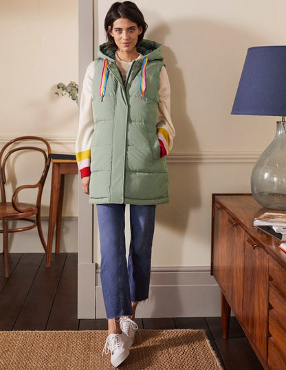 Long Puffer Vest-Alder/Milkshake