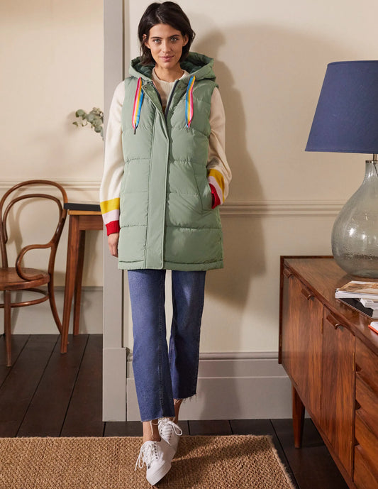 Long Puffer Vest-Alder/Milkshake