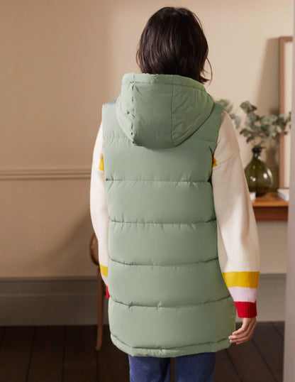 Long Puffer Vest-Alder/Milkshake