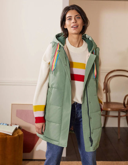 Long Puffer Vest-Alder/Milkshake