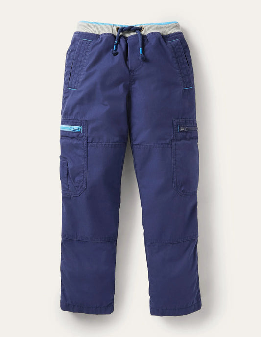 Navy Draw String Cargo Pants-College Navy