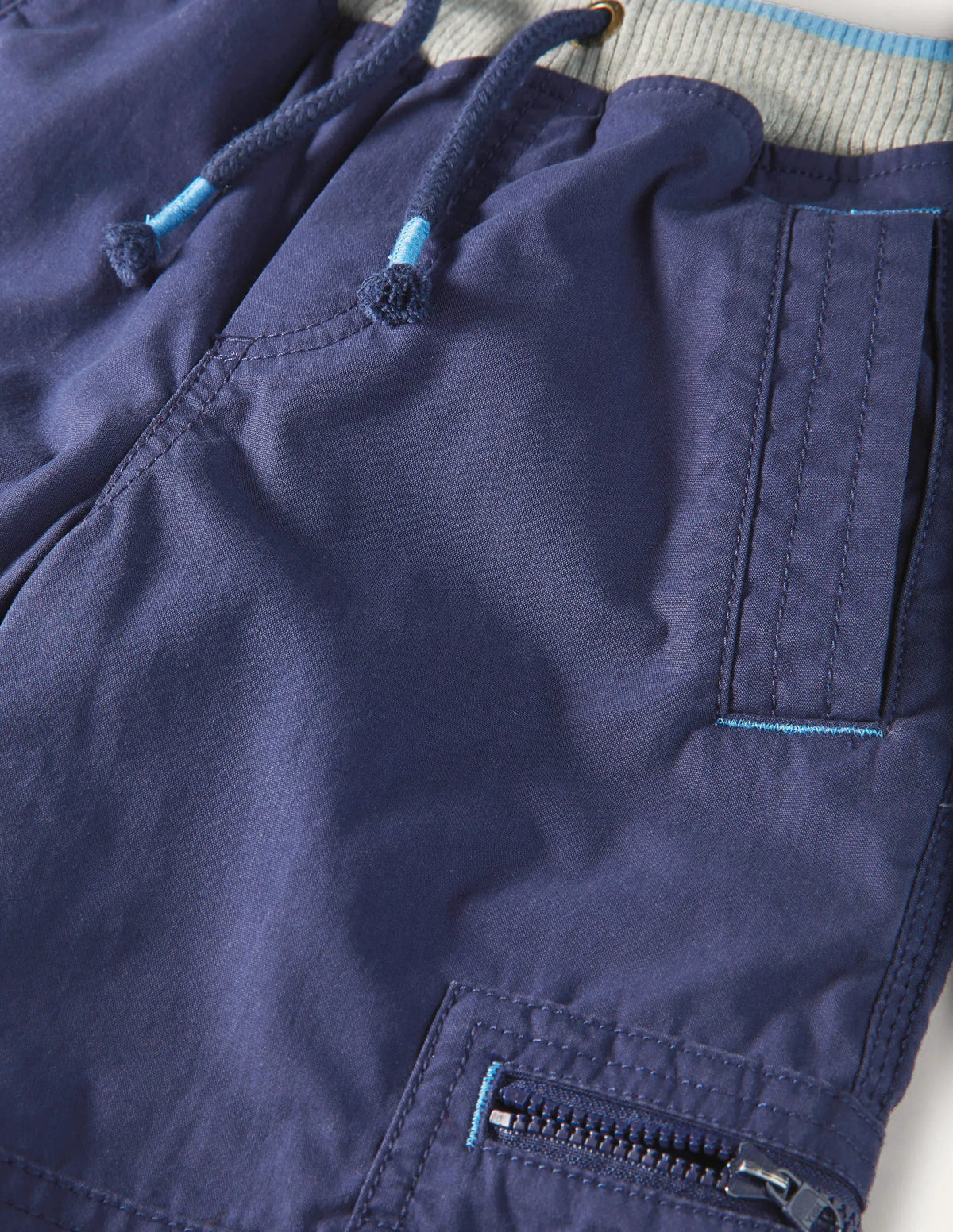 Navy Draw String Cargo Pants-College Navy