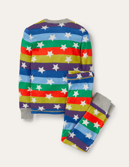 Snug Glow-in-the-dark Pajamas-Rainbow Stars