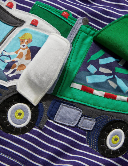 Lift-the-flap Vehicle T-shirt-Starboard Blue/Ivory Recycling