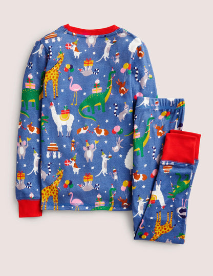 Snug Long John Pajamas-Multi Birthday Print