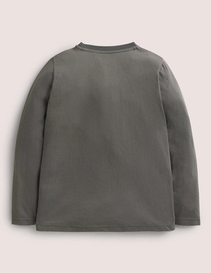 Lift-the-Flap Appliqué T-shirt-Smoke Grey Car