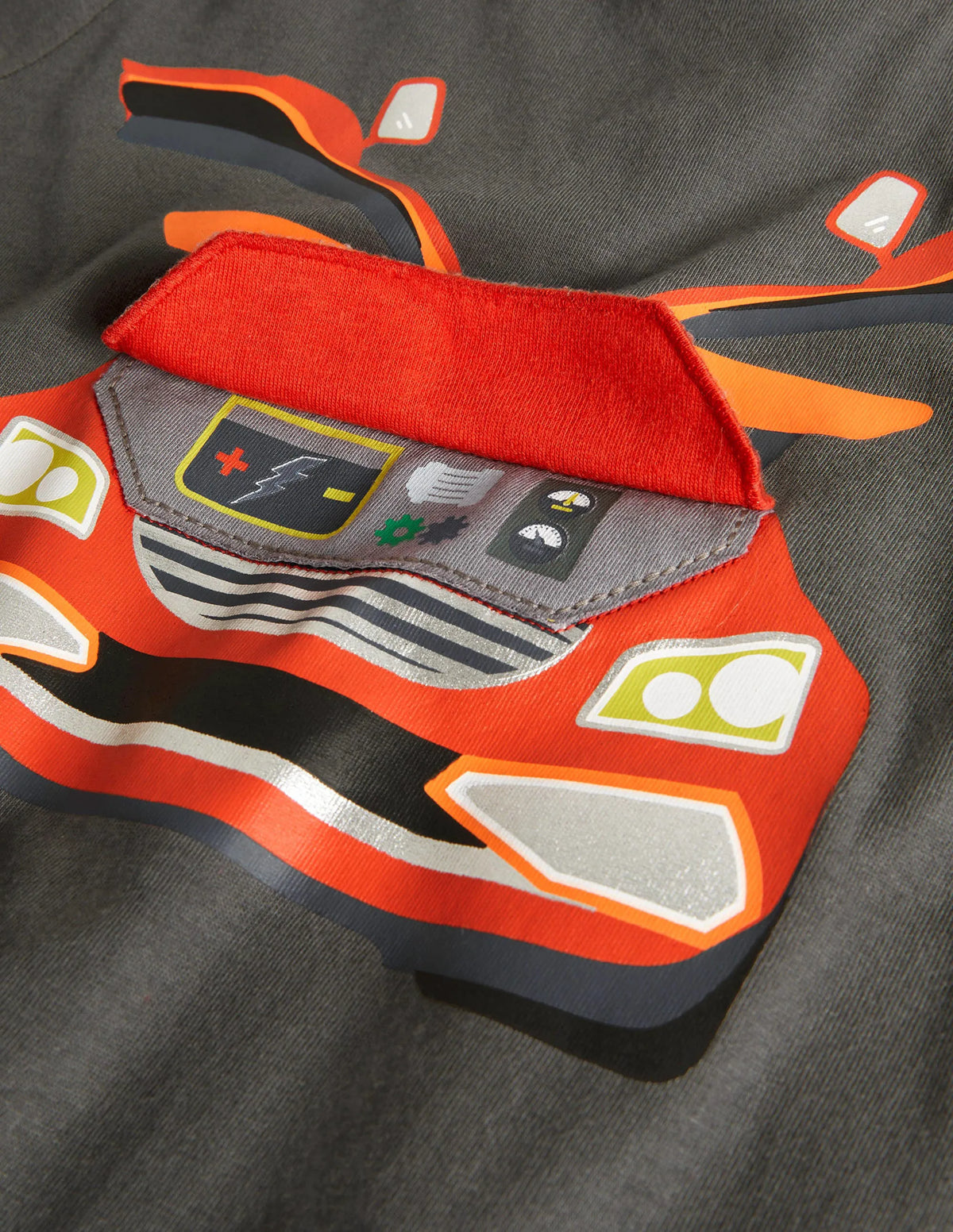 Lift-the-Flap Appliqué T-shirt-Smoke Grey Car