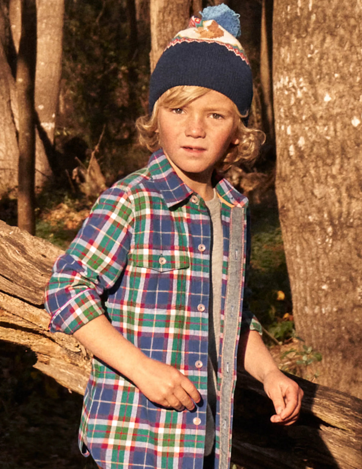 Squirrel Fair Isle Hat-Navy