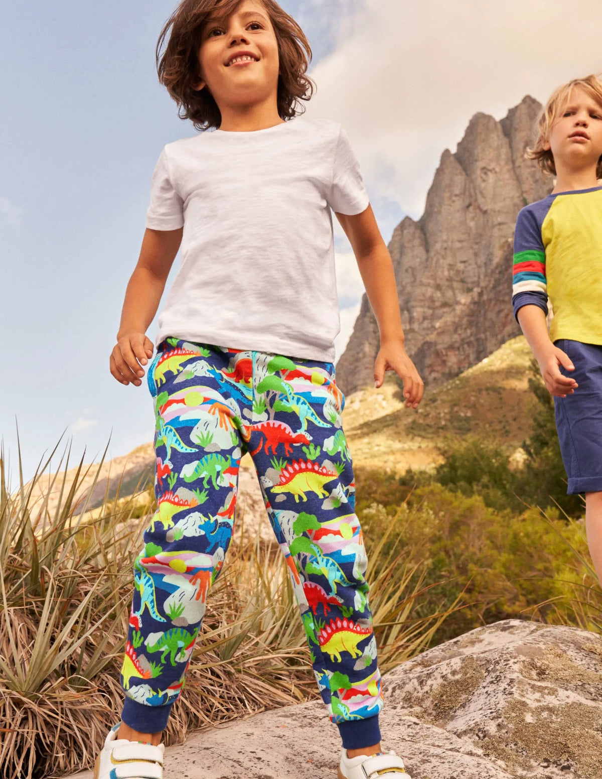 Printed Joggers-Starboard Blue Dino Sunset