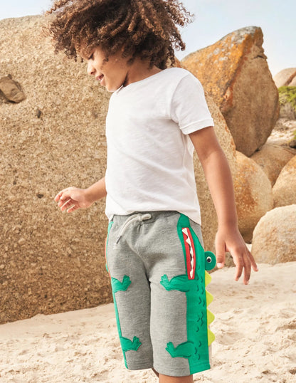 Appliqué Jersey Baggies-Grey Marl Crocodile
