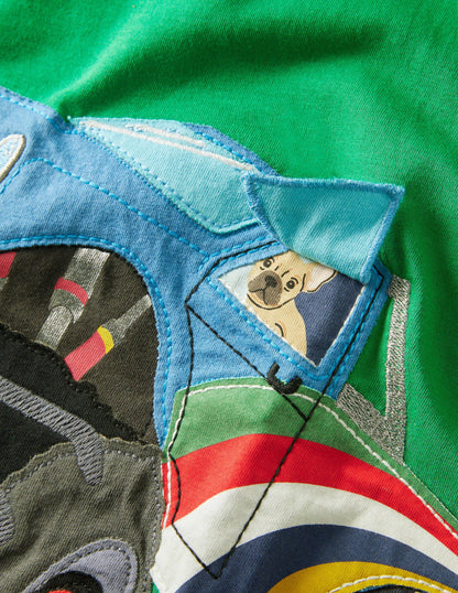Lift-the-Flap T-shirt-Green Pepper Monster Truck