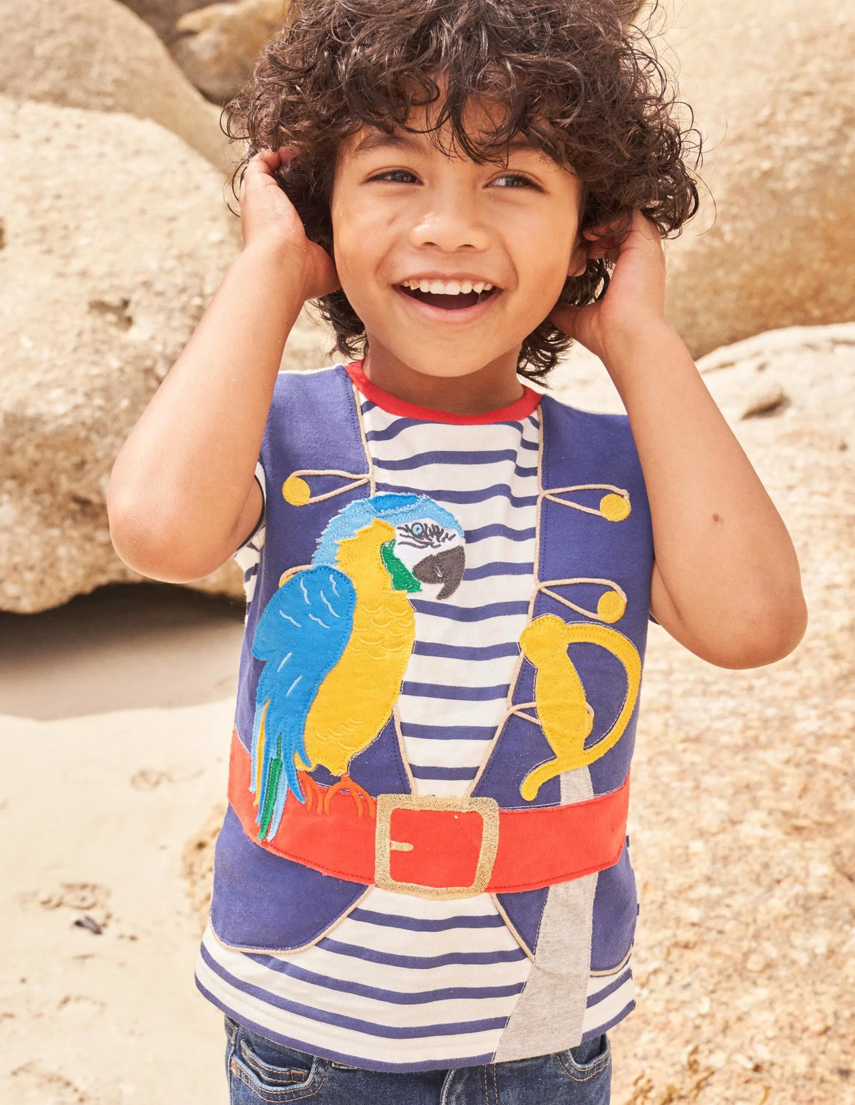 Dress Up T-shirt-Ivory/Starboard Blue Pirate