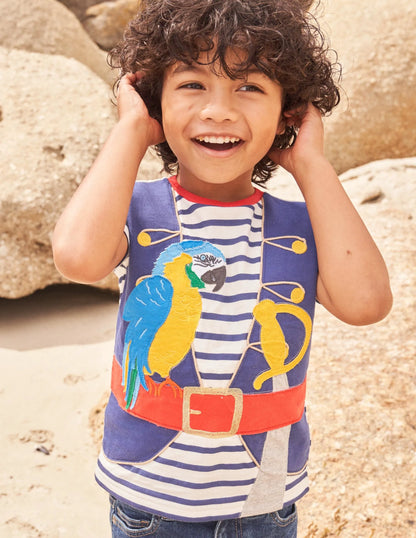 Dress Up T-shirt-Ivory/Starboard Blue Pirate