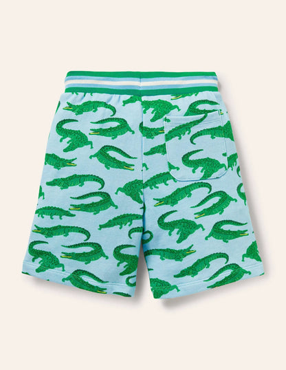 Printed Sweatshorts-Neptune Blue Crocodiles